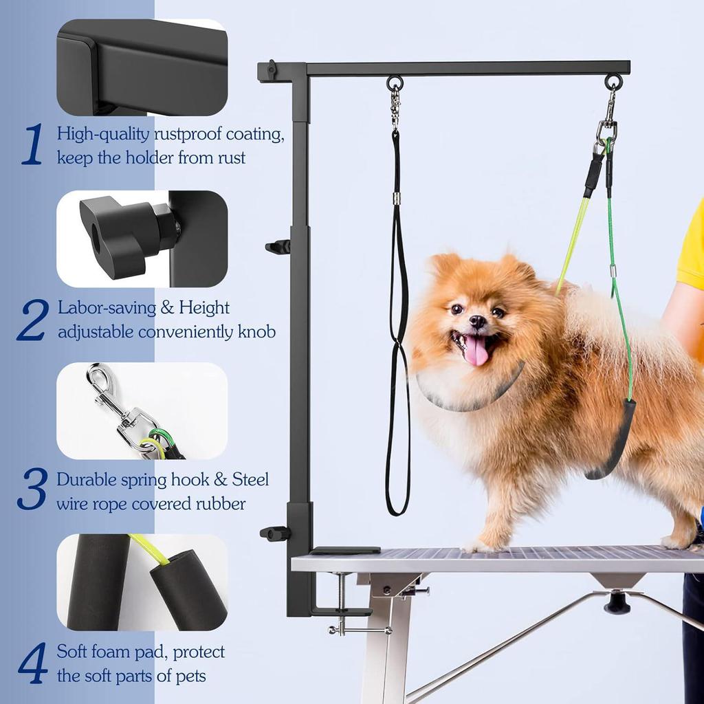 Foldable Black Iron Pet Grooming Stand with Adjustable Height