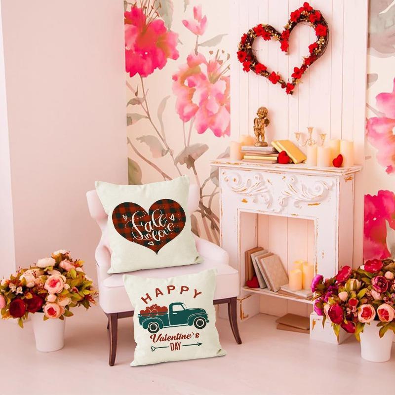 Love Valentine'S Day Print Home Decor Pillowcase Bedroom Living Room Sofa Decoration Polyester Cushion Cover With Zipper