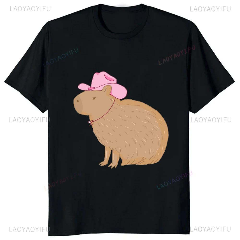 Dont Be Worry Be Capy Printed Retro Funny Capybara Graphic T Shirts Streetwear Short Sleeve Man Tshirt Loose Casual Women Tees 4XL