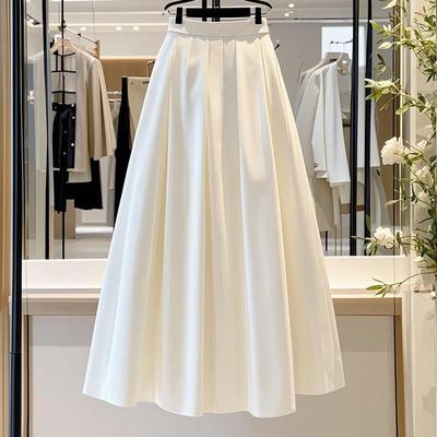 Temperament Long Skirts for Women Simple High Waist Big Swing Pleated Skirt Fashion A Line Skirts