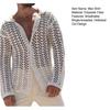 Men's Knitted Mesh Shirt Lapel Long-Sleeved Casual Top Solid Color Button Down