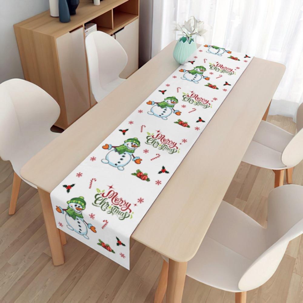 2pcs Christmas Decorative Tablecloth Holiday Gifts Household Long Tablecloth Placemat Linen Table Flag