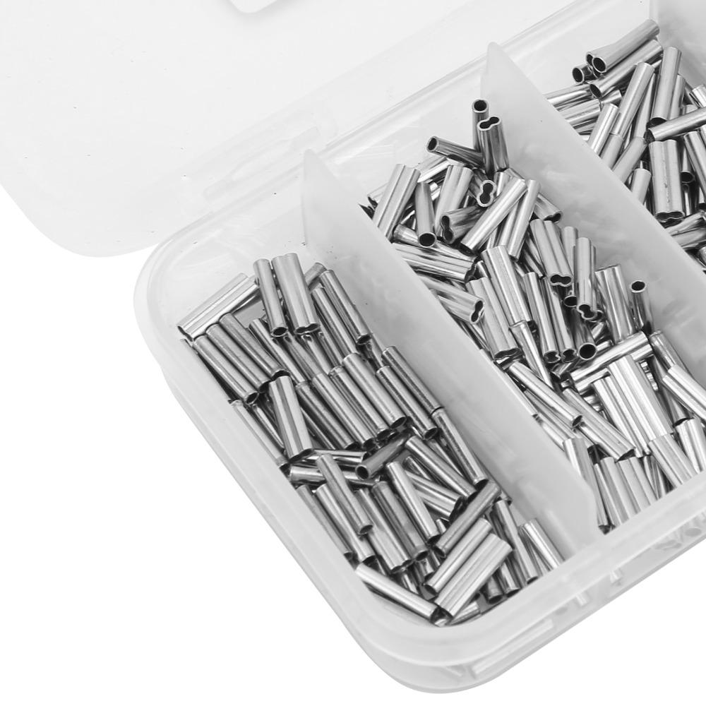 500PCS Single Double Barrel Fishing Line Connectors Fishing Crimp Sleeve Kit  for Fishing Line