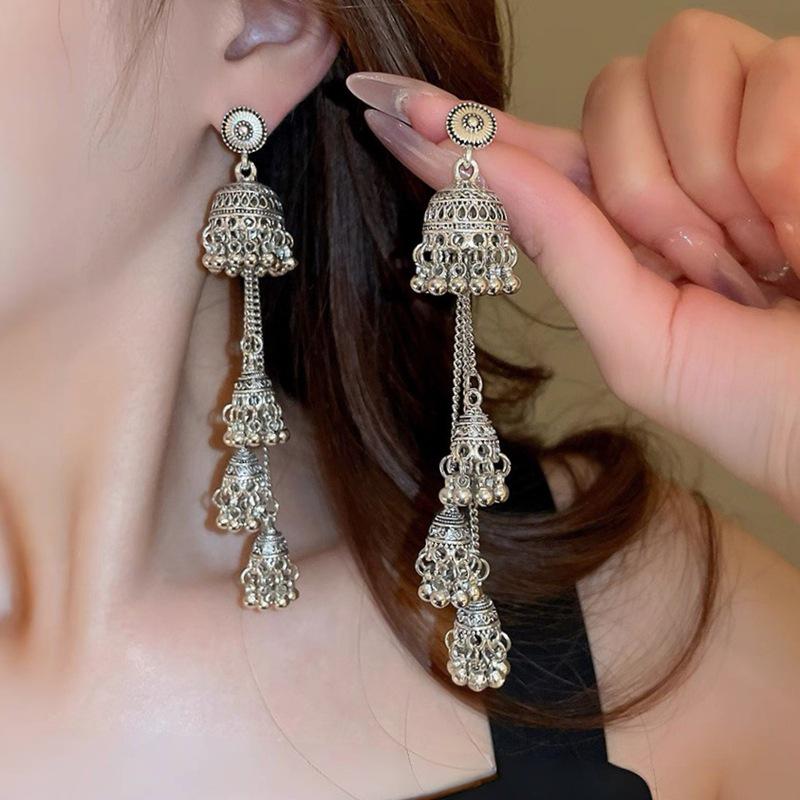 Elegant Tassel Long Earrings: European & American Fashion, High-End Prom & Evening Goddess Style.