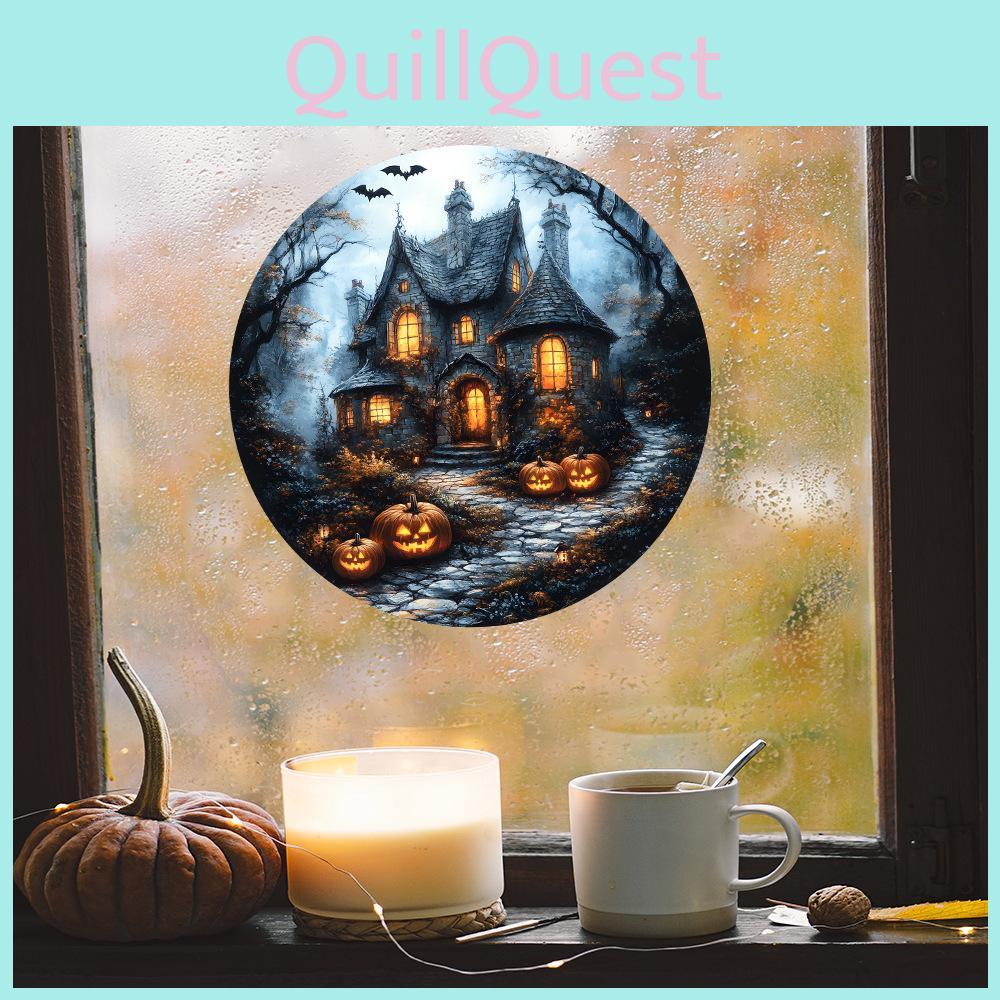 Pumpkin Castle Halloween Bat Uv Static Adhesive Free Home Stickers Decoration