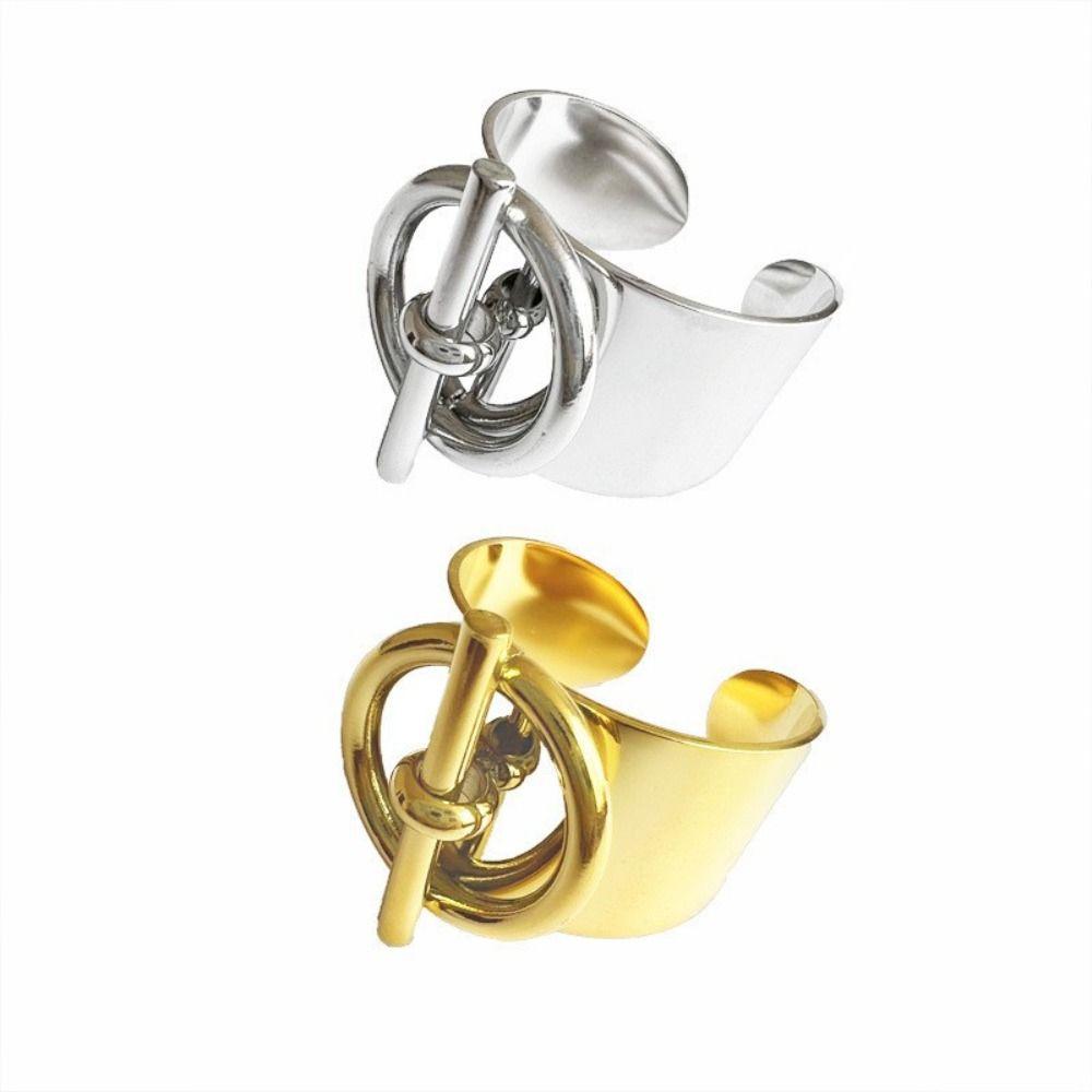 Gift Stainless Steel Jewelry Accessories Open Rings Women Jewelry Finger Buckle Geometric Rings