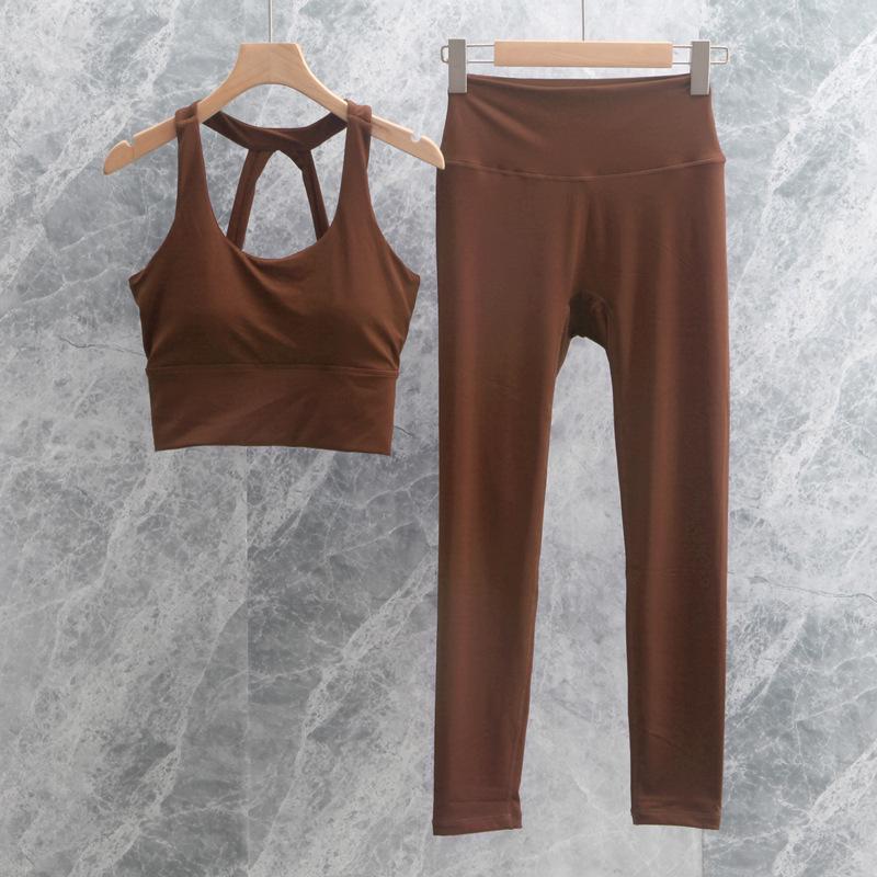 Women's Yoga Set: Cross-Back Tank & High-Waist Tummy Control Pants