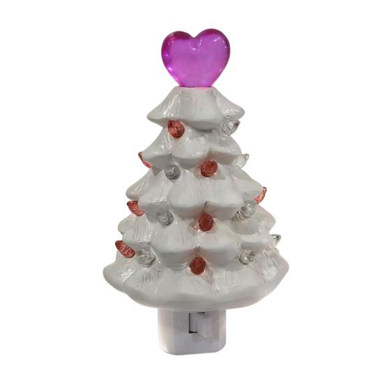 

Valentine s Day Resin Tree Night Light Small Lighted Tree with Heart Topper for Bedroom Indoor Home Decor