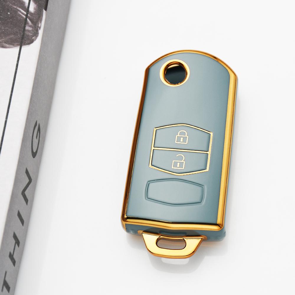 2/3 Button Gold Edge Tpu Flip Folding Keyless For Mazda 3 5 6 Series M6 Rx8 Mx5 Remote Car Key Case Fob Shell Holder Accessories