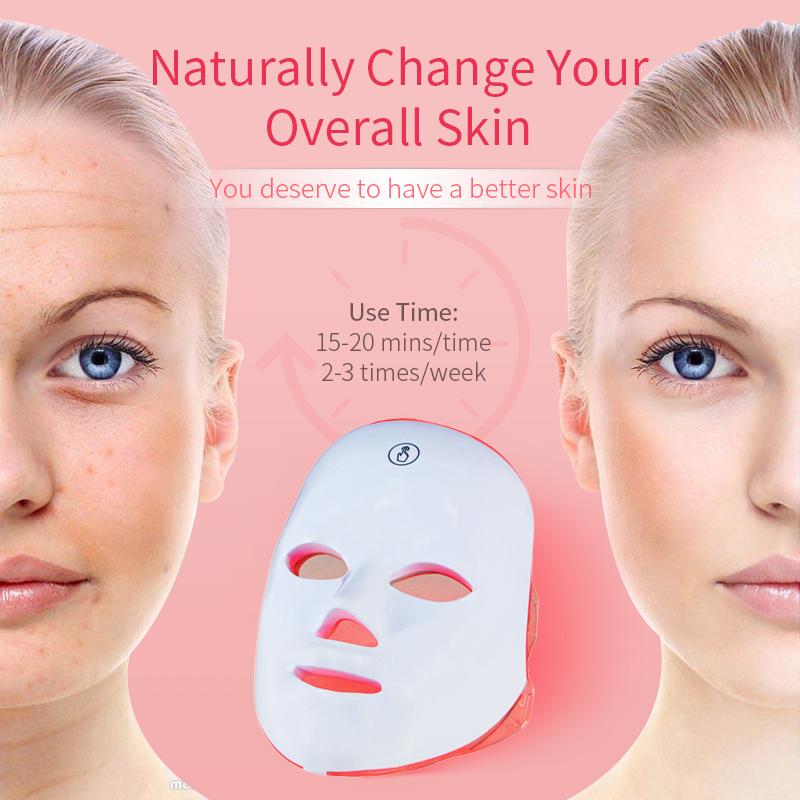 LED Light Face Mask Beauty Device Skin Brightening Soothing Facial Care Tool with Multicolor Light for Home Personal Skincare