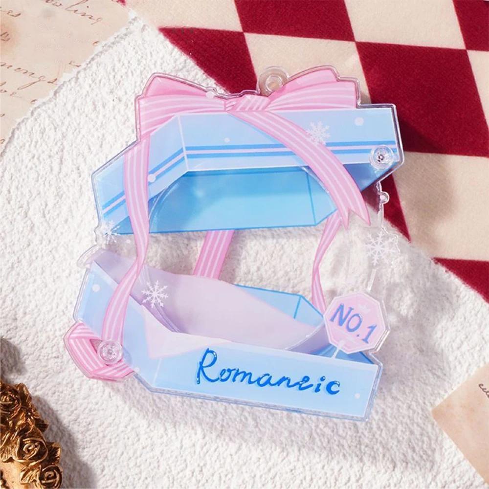 

Acrylic Bar Storage Box Creative Snowflake Gift Box Photo Frame Badge Display Storage Box Bag Device Pendant Gift for Friends синій