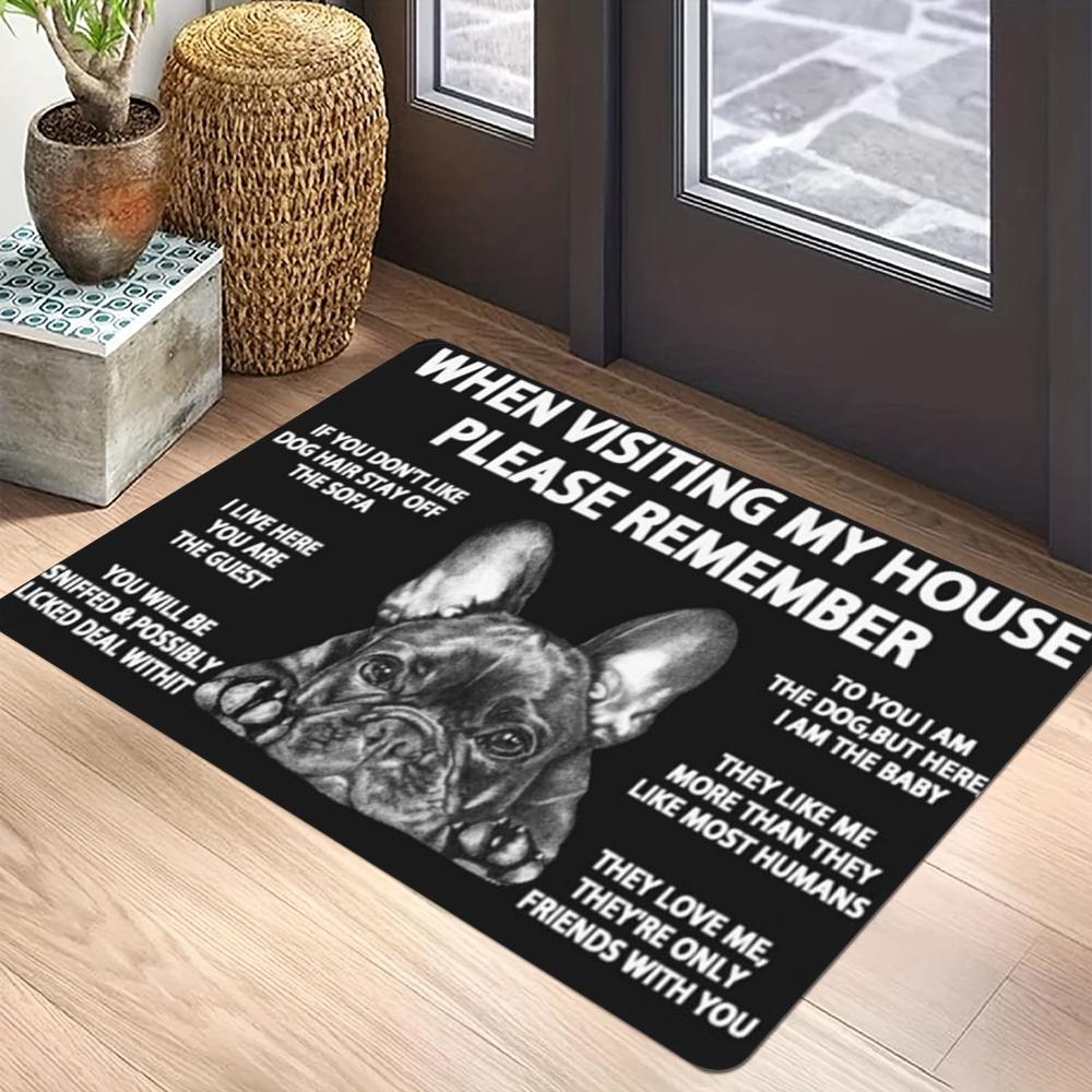 

Cartoon Geometric Pet Dog Carpet Mat Rug French Bulldog Corgi Pomeranian Humorous Quote Home Decoration Entryway Doormat Black 40x60cm