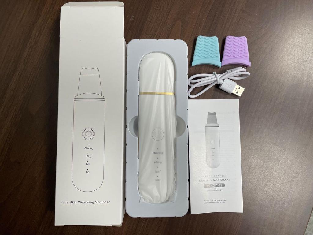 Ultrasonic Skin Scrubber & Microcurrent Color Light Therapy Device for Blackhead Removal & Dead Skin Cleansing