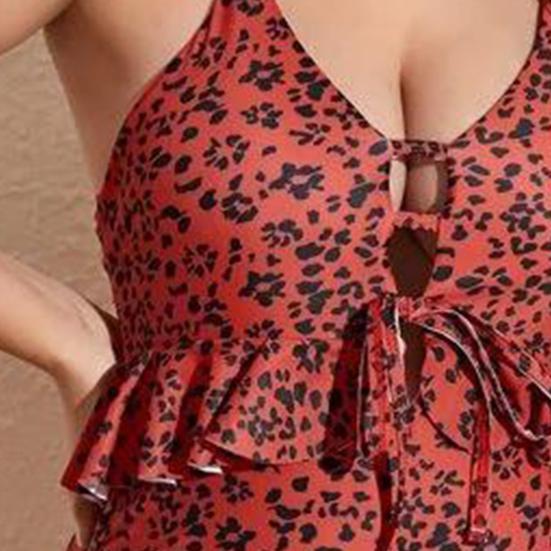 Front Lace-up Side Ruched Justerbare Ryggstropper Gravid Monokini Sexy Ruffle