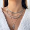 Wheat ear fringed necklace hip hop adjustable jewelry women's simple versatile leaf pendant collarbone chain