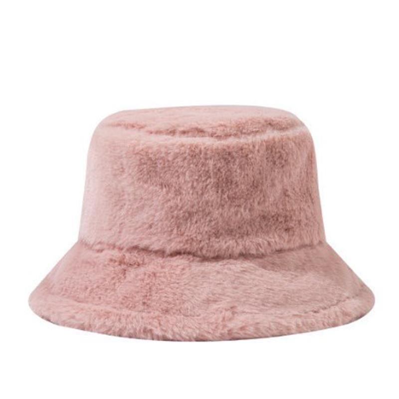 

Зимняя панама из искусственного меха для женщин и мужчин, пушистая теплая шапка, женская пушистая рыбацкая шапка для повседневного использования, поездок, спорта, катания на лыжах розовый