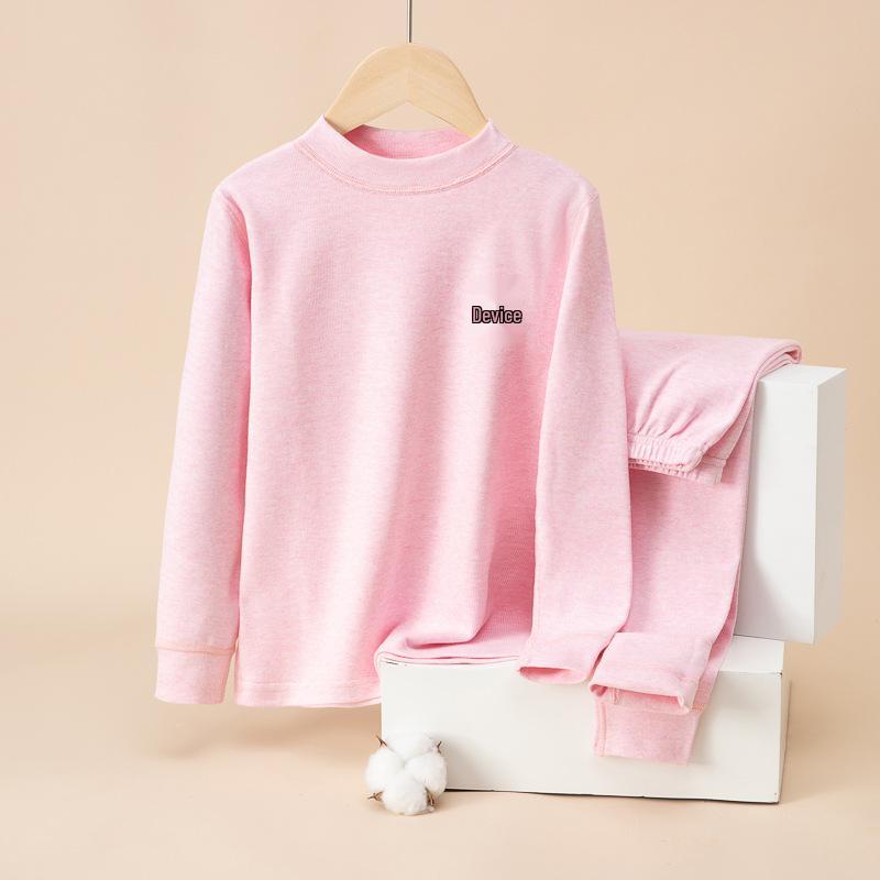 Children's Warm Autumn/Winter Underwear Set for Medium and Large Kids – Cozy Brushed Cotton Top & Trousers, Unisex, Thickened Two-Piece Set