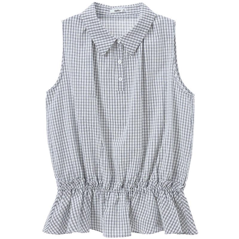 

Betu Women s Plaid Ruched Sleeveless Shirt Top S