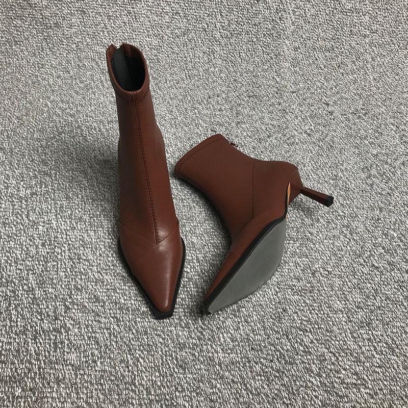 High Heel Pointed Toe Women Ankle Boots Ladies Elegant Elastic Slim Short Booties Autumn Winter Womem's Shoes