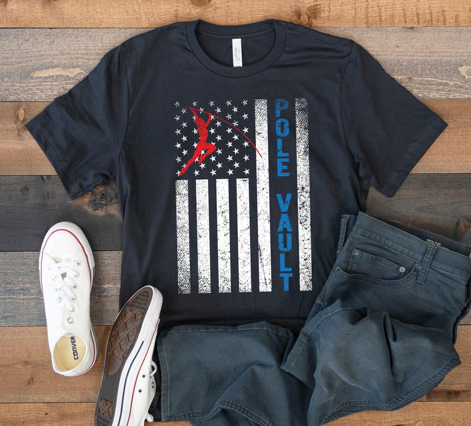 Womens Pole Vault USA Flag T-Shirt, American Pole Vaulting, Pole Vault Tee, Tank Top, T-shirt, T-shirt,T-shirt, Kids Tee Apparel Gift S