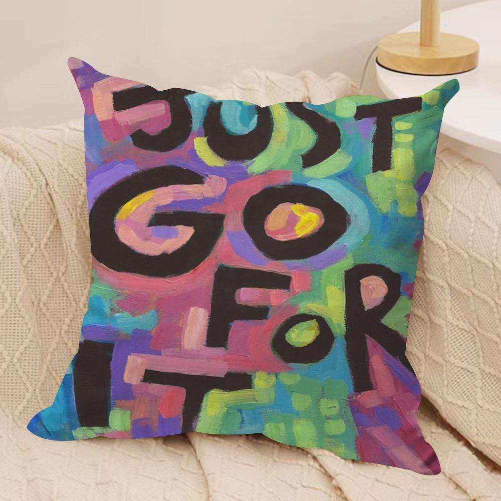 Creative Watercolor Words Cushion Cover Short plush Doublesided Print Square Throw Pillow Covers Sofa Home Cushion Decor