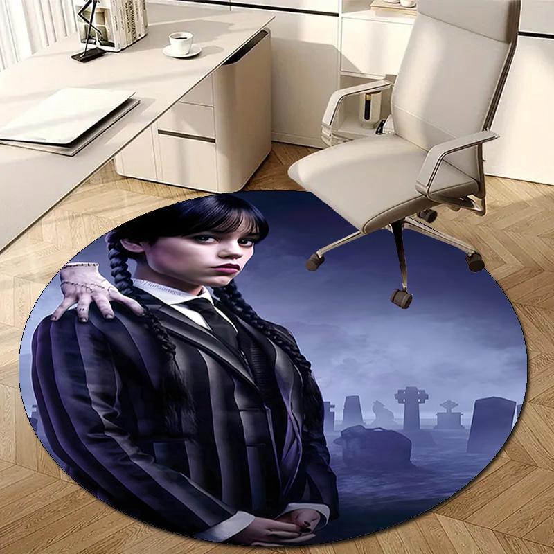 1pc Addams Family Wednesday2 Design Printed Area Round Carpet for Bedroom Living Room Home Decor Rugs Mat Non Slip Mat Rug for Bedside