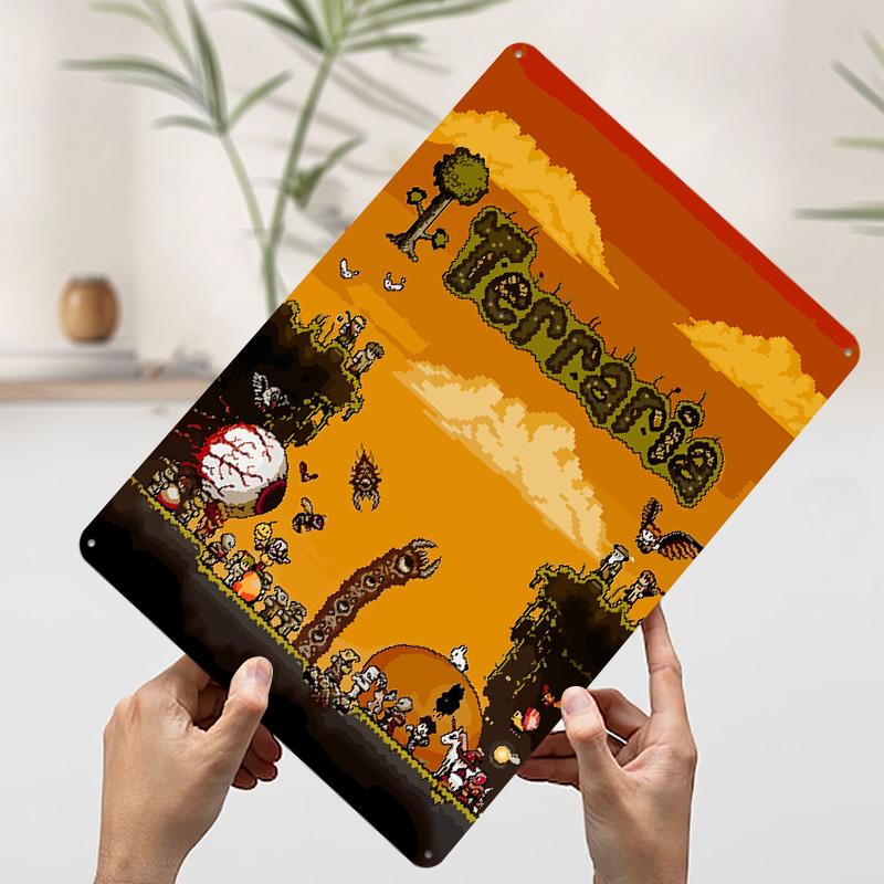 

Terraria Pixel Art Game Printed Poster Customized Wall Art Retro Vintage Metal Tin Signs for Gaming Room Decoration At Home Cozy 7.9x11.8In(20x30cm)