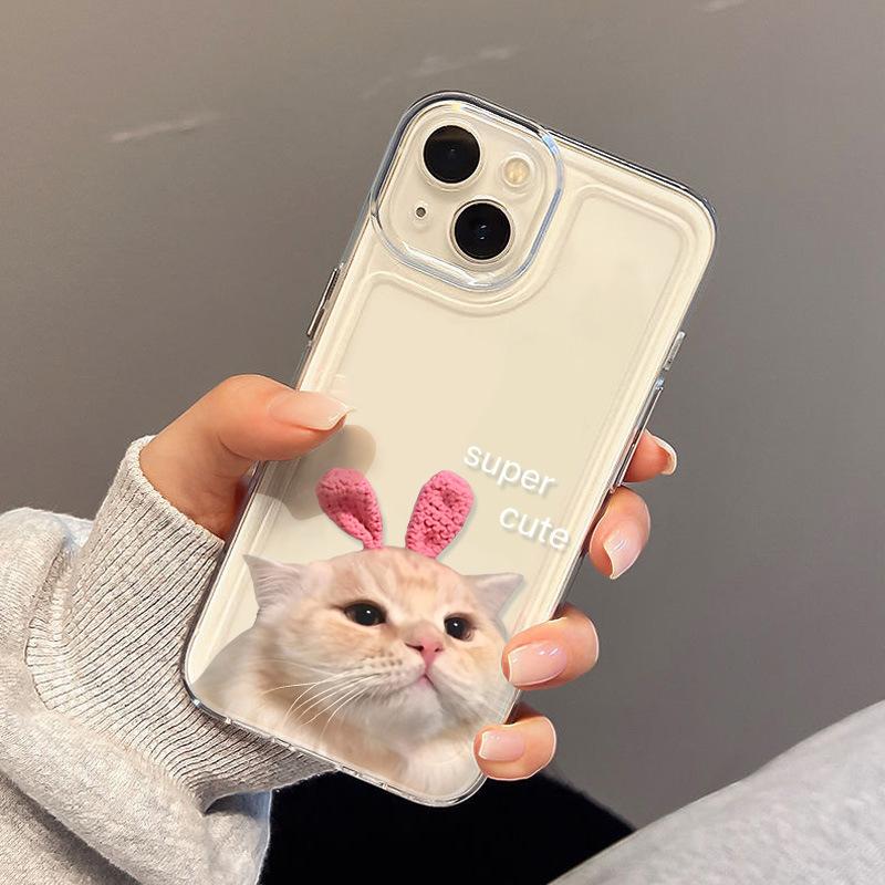 Applicable To iPhone17Pro Cute Cat Space Phone Case Apple 16promax Soft Case 15/14 Fine Hole Generation