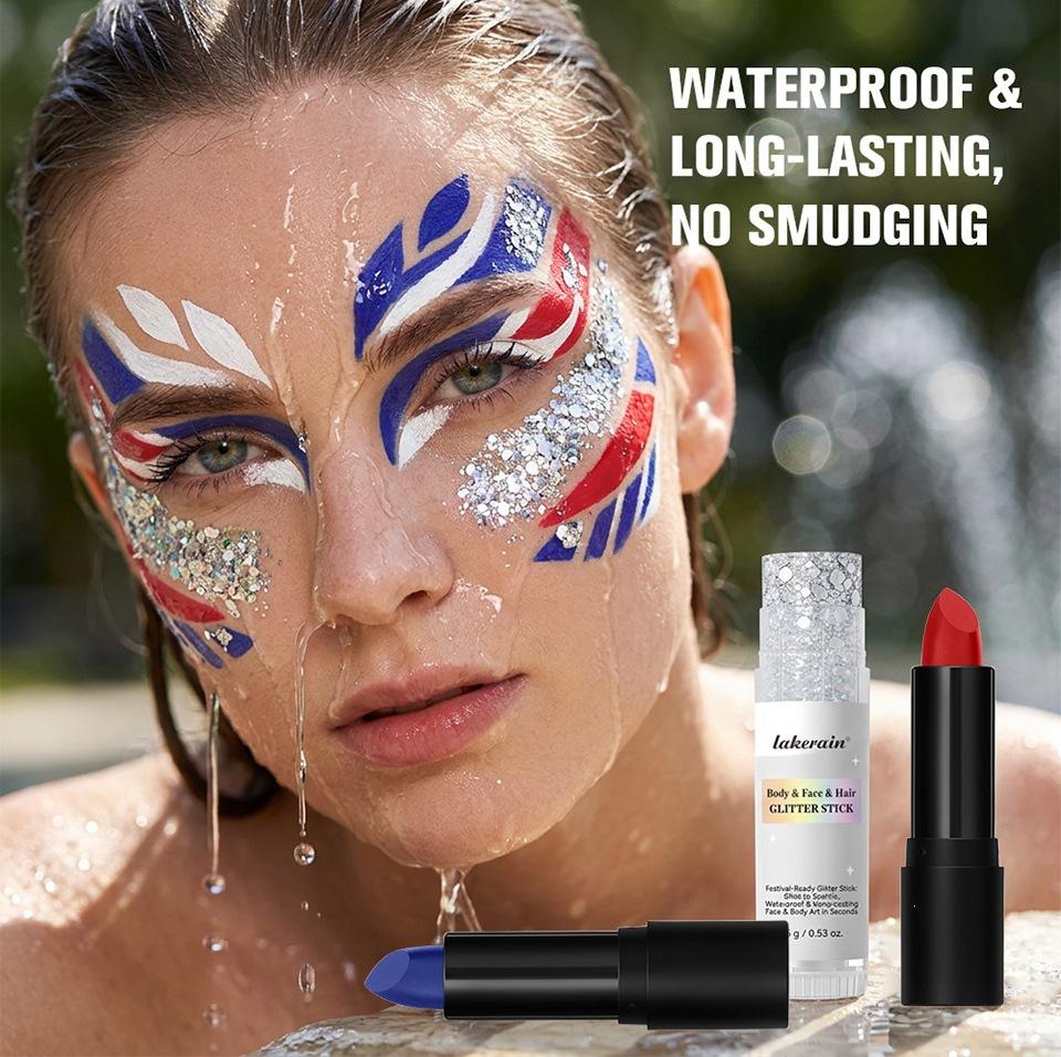 Face Paint Stick and Glitter Stick Set for Body and Hair Suitable for Parties Festivals and Stage Makeup Applications