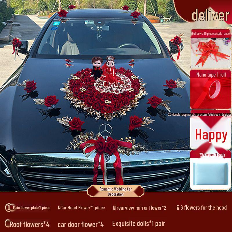 Wedding Car Decoration Set: Main & Second Car Flowers