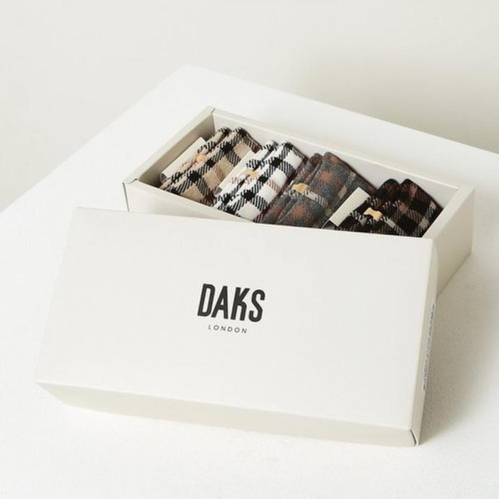 Daks Cotton Blend Mid Calf Check Pattern Socks 4 Pairs Set [gift Packaging][non Single option