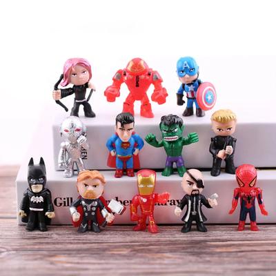 New 12 Pcs New Q Avengers Mini Figures Hulk Thor Spider Man Action Figure Toys Superhero Model Toys For Children Christmas Gifts