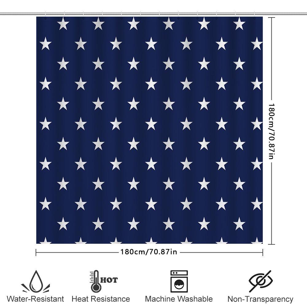 Starry Blue Shower Curtain White Stars Pattern Waterproof Fabric Decorative Bath Liner For Bathroom Size Customizable