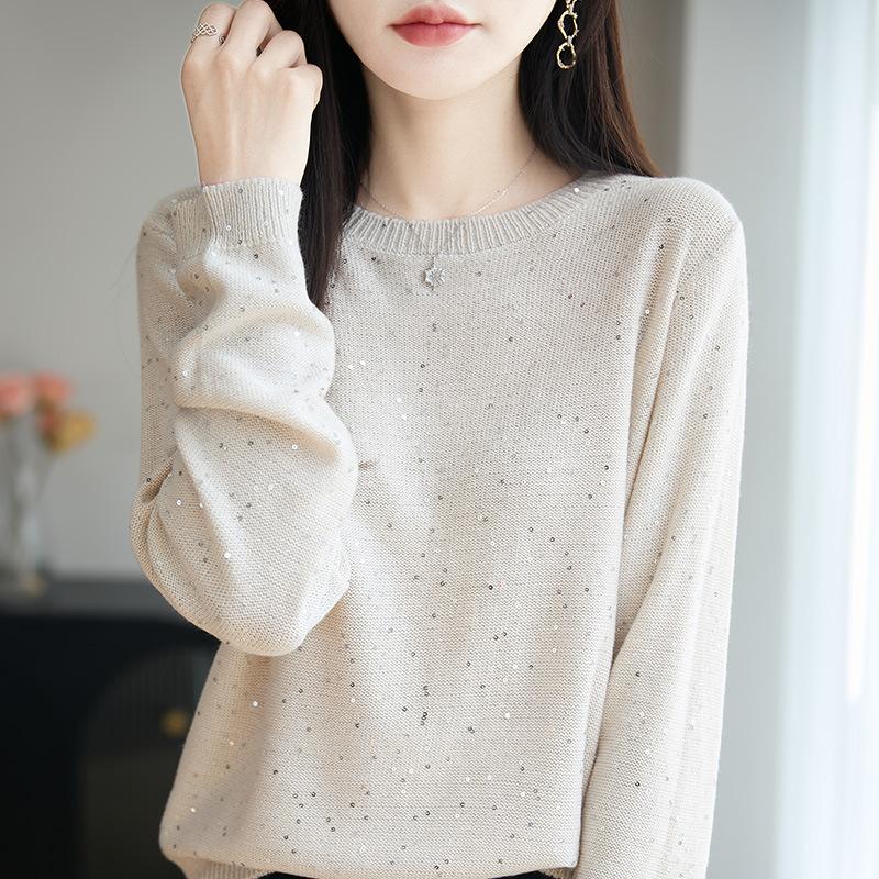 New Loose-Fit, Slimming Base-Layer Sweater, Long-Sleeve Knit Top CLE