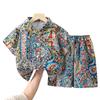 Trendy Summer Beach Short Sleeve Set for Kids – Handsome Two-Piece Outfit