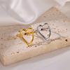 Heart Minimalist Stainless Steel Rings For Women Gold Glossy Opening Aesthetic Heart Ring Wedding Party Jewelry Gift BFF