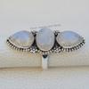 Natural Moonstone Ring, Wedding Ring, 925 Sterling Silver Ring, Oval Teardrop Multi Stone Ring, Blue Fire Moonstone Ring