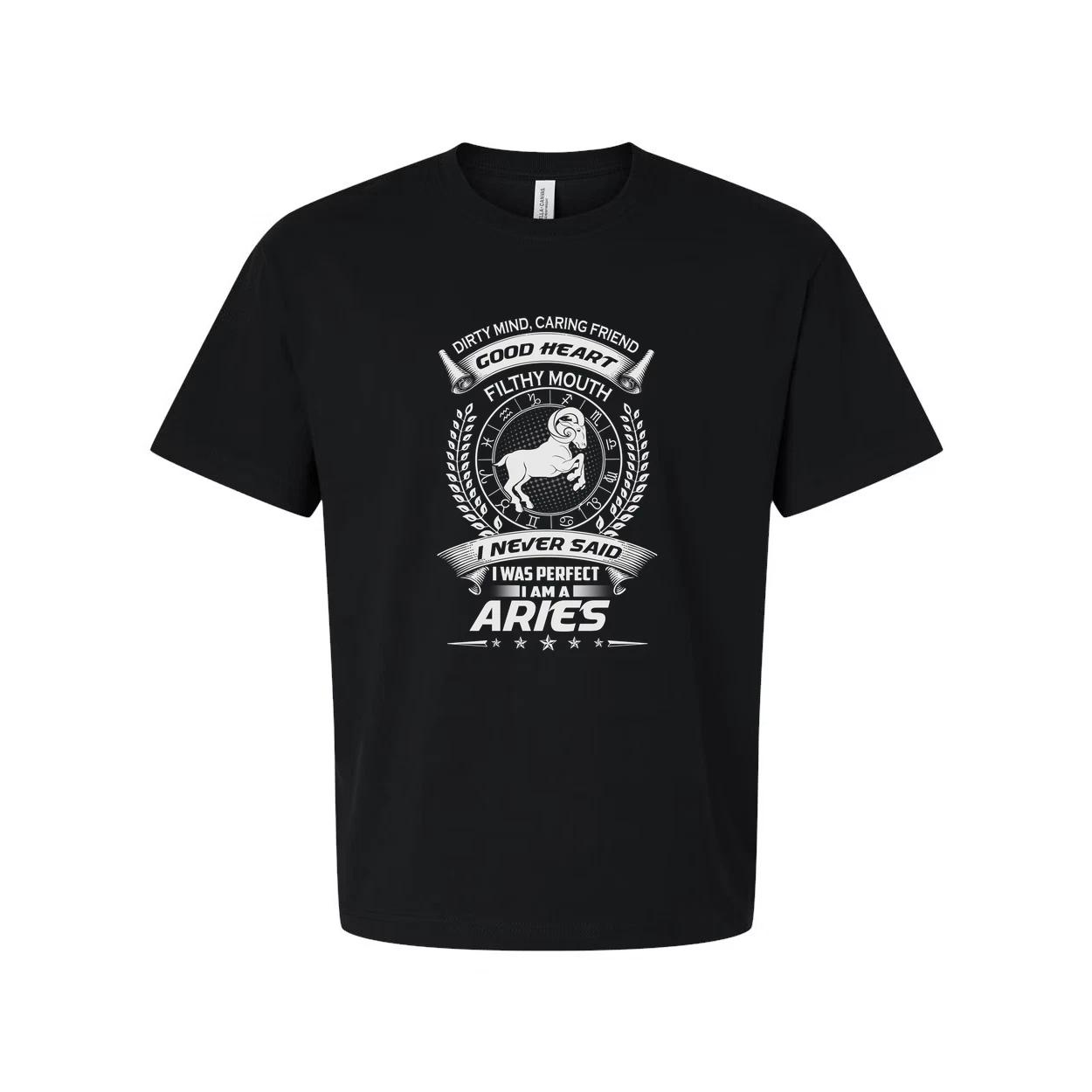 Unisex Aries Zodiac Sign Graphic T Shirt With Ram Emblem And Inspirational Text 3XL