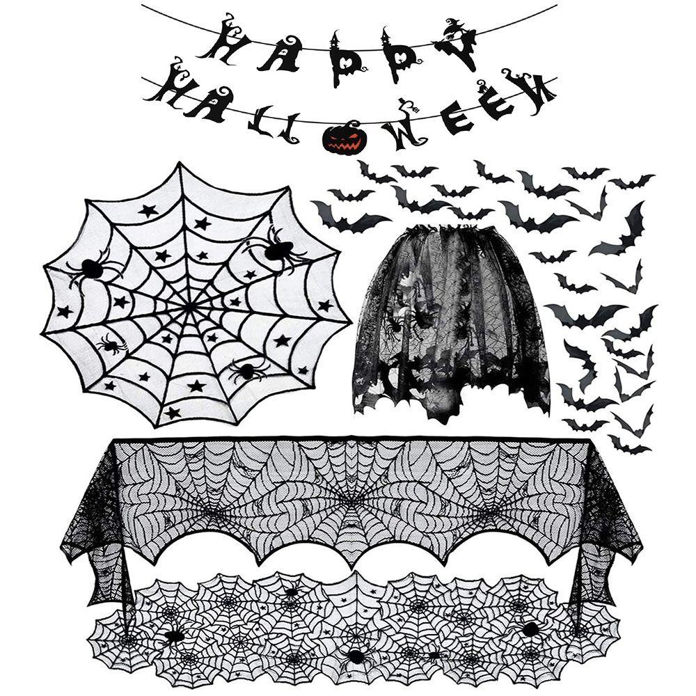 Cloth Halloween Door Curtains Table Flags Spider Web Tablecloth  Halloween