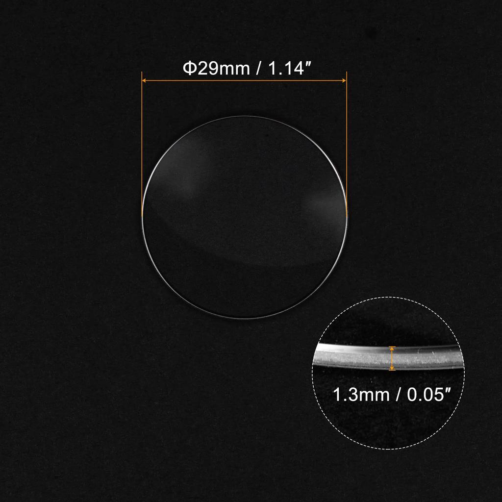 uxcell Watch Glass Sapphire Crystal Lens, Single Dome Round, 29mm Diameter, 1.3mm Edge Thickness, Clear Replacement Part