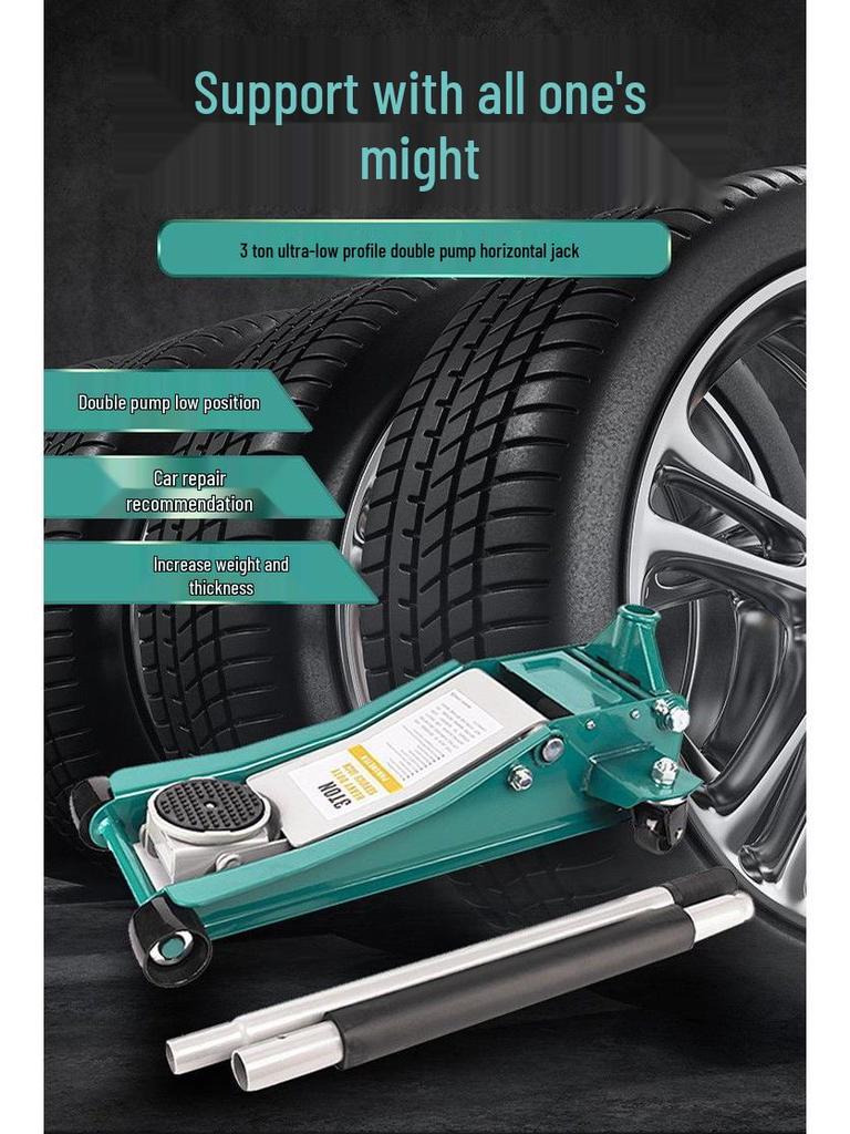 3-Ton Horizontal Hydraulic Car Jack with Double Pump for Small Trucks and Sedans