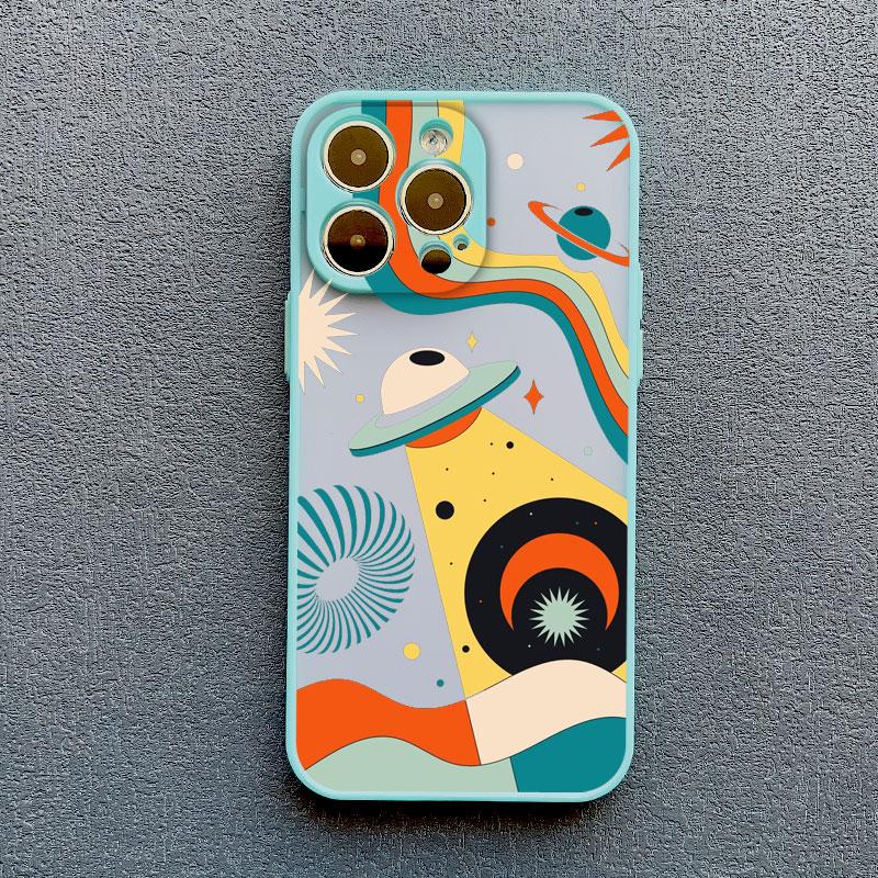 Cute Spaceman Cartoon Spacecraft Phone Case For iPhone 13 11 Pro Max Mini 15 14 12 Pro Max XS XR XS Shockproof Back Cover Bumper