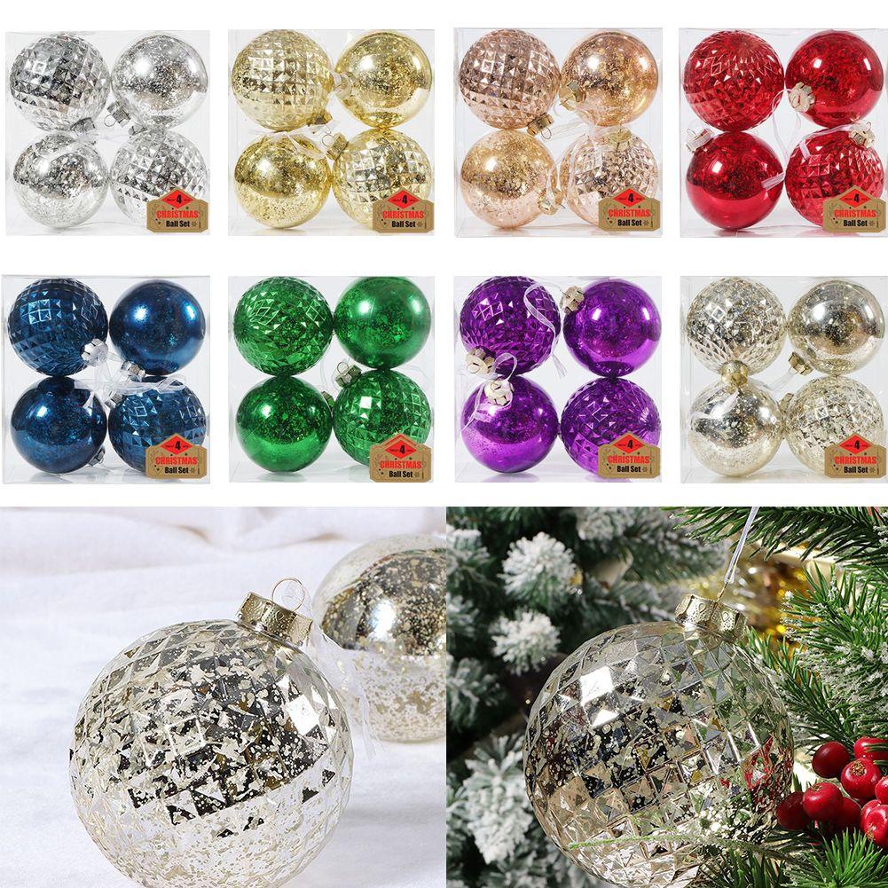 Stylish Ball Ornaments for Christmas Tree Decor 4PCS 10cm for Party