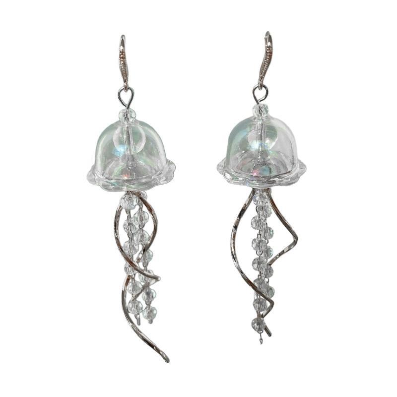 HX6F Jellyfish Tassels Drop Pendant Earrings Temperament Dangle Earrings Jewelry