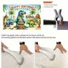 Cute Cartoon Dinosaur Birthday Backdrop, Customizable Name Tropical Jungle Party Background for Boys Room & Photoshoot