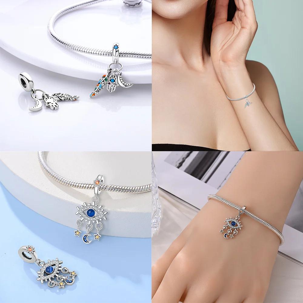 Charms Plataoriginales Fatima Hand Religious Beads For Charms Copper Bracelet Jewellery Making Women'S Gift