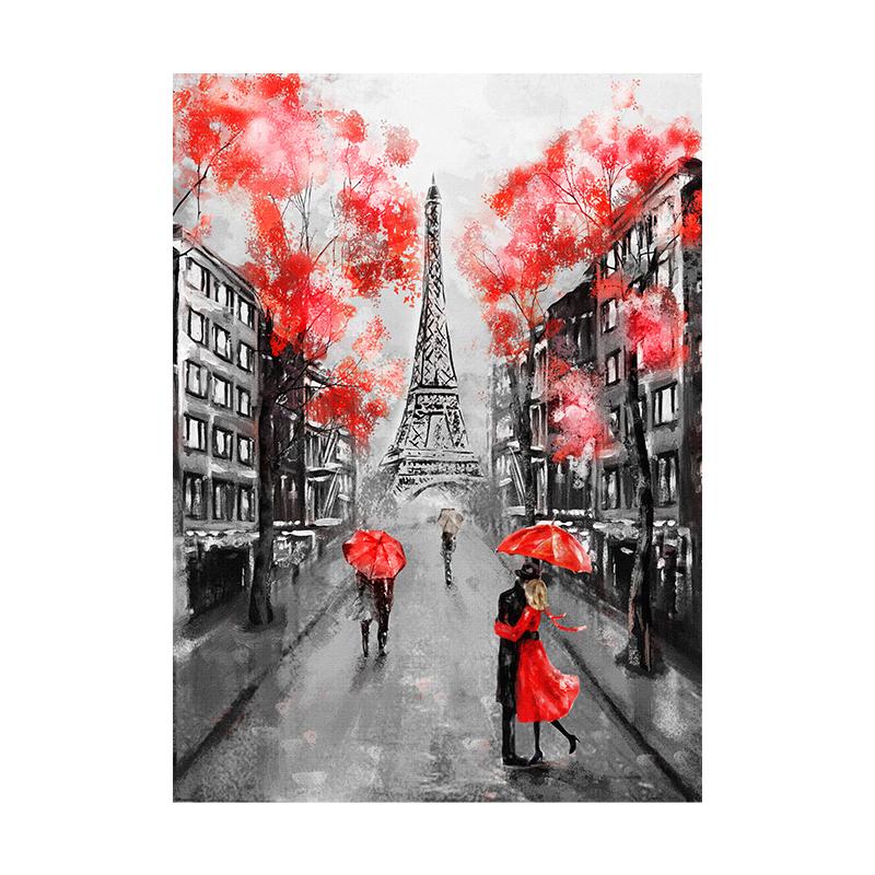 Modern Tower Building Red Buss Lover Canvas Painting Poster City Wall Art Print Decorative Picture Modern Living Room Home Decor Unframed