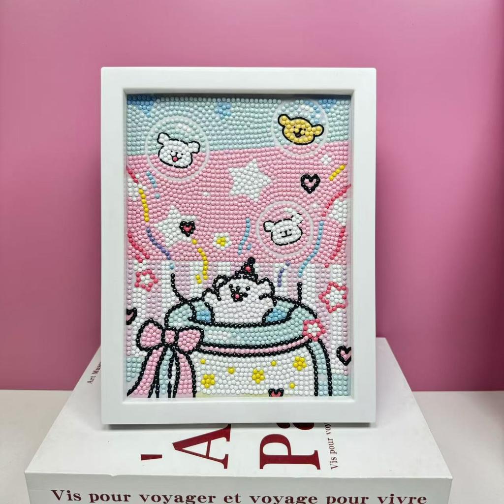 Children'S Diamond Painting Framed Handmade Diy Material Bag Sanrio Diamond Paste Painting Concentration Toy