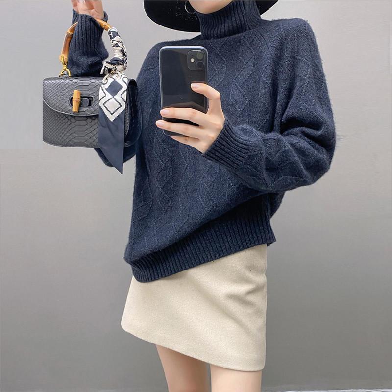 Suéter Feminino Qinghe 100% Caxemira Pura - Pulôver de Inverno de Luxo Ultramacio