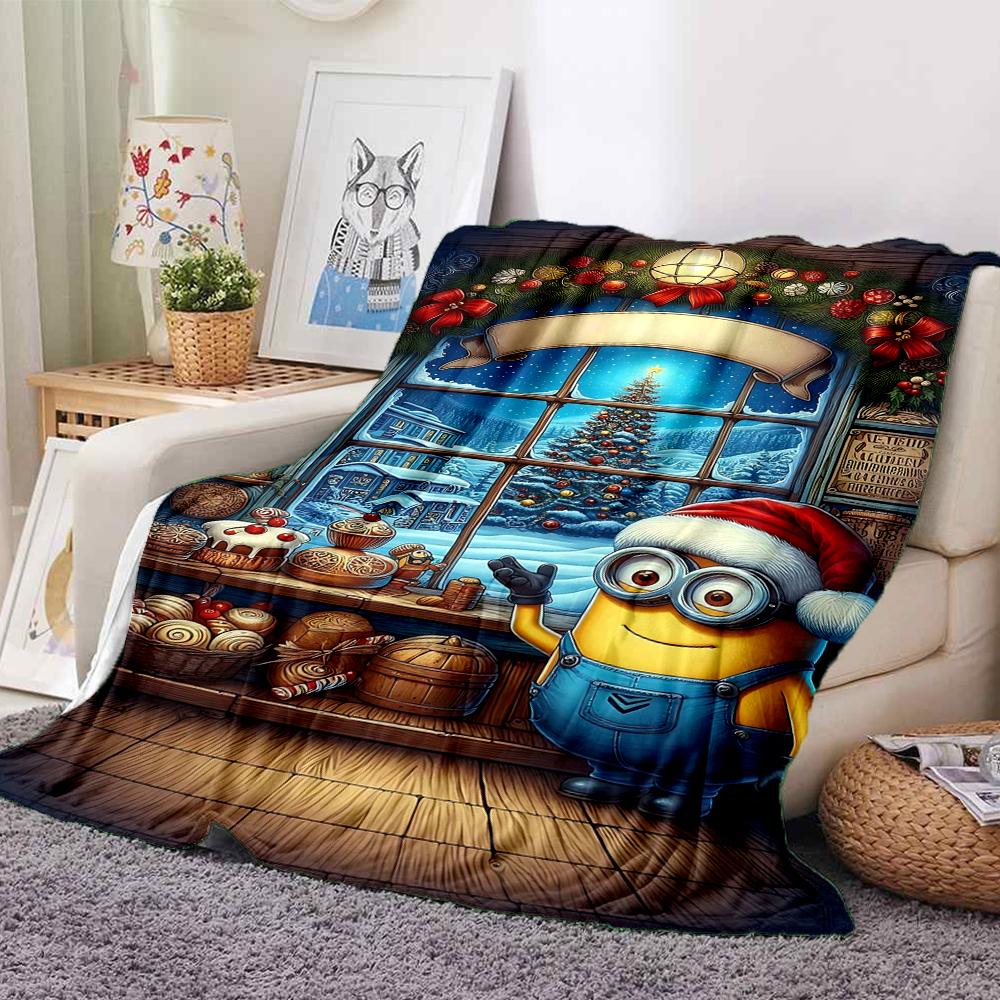 1Pc Christmas Minion Celebration Blanket Soft And Comfortable Casual Warm Camping Travel Christmas Halloween Gift M91744